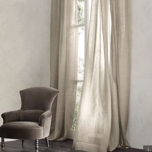 Restoration Hardware Pinstripe Sheer Drapes - 2 panels